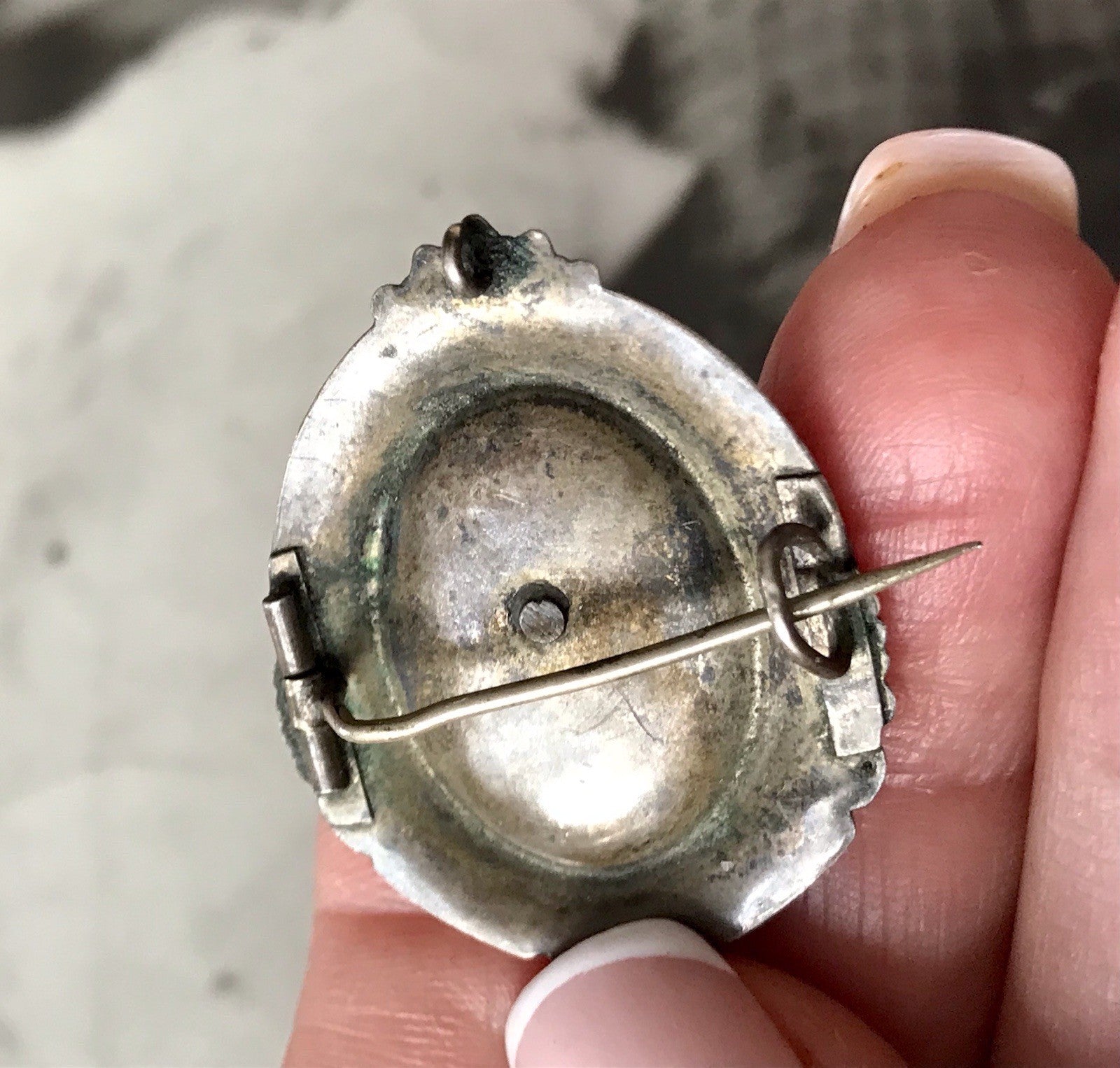 Antik Brosche Walzgold auf Silber gold Anhänger? Schaumgold Doublè Onyx
