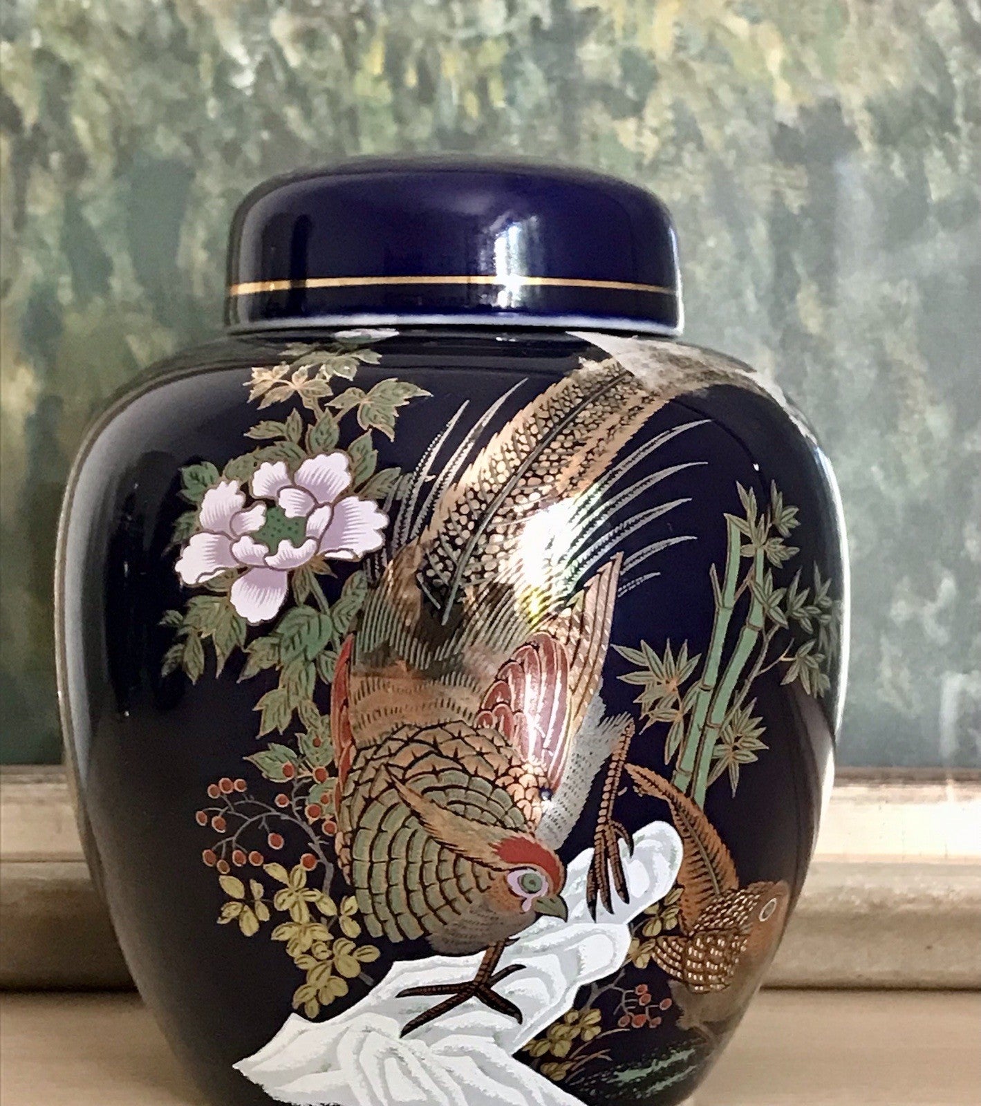Vintage 1 Porzellan Teedose Vase? Dose Urne MCModernistisch kobalt blau