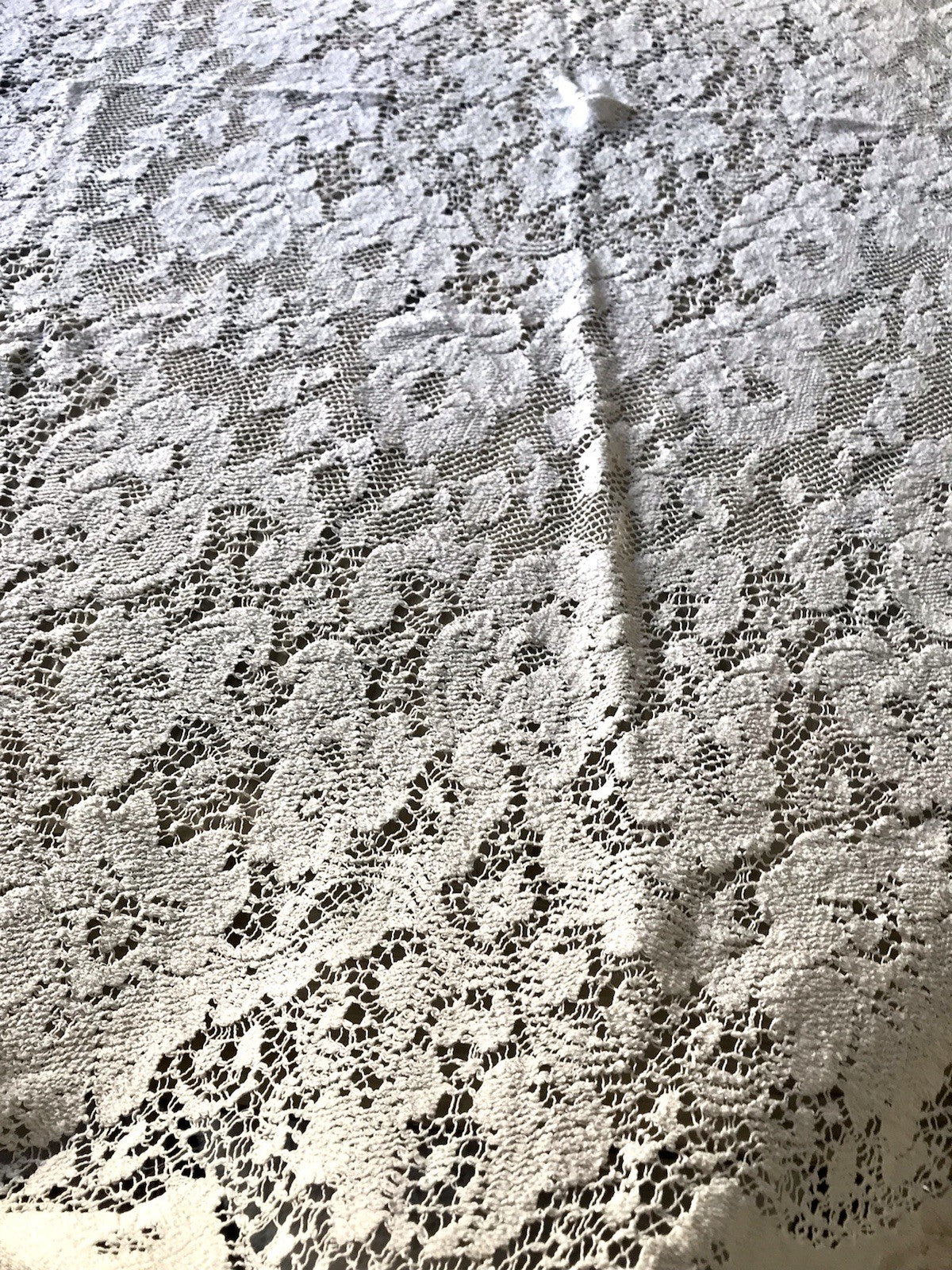 Antik Filetspitze Tischdecke Rund oval weiß Baumwolle Spitze Landhaus