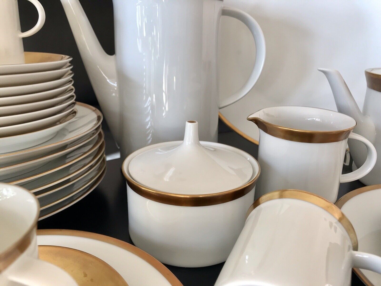 Vintage 60er Rosenthal Porzellan Kaffeeservice weiß gold Kurfürstendamm Studio
