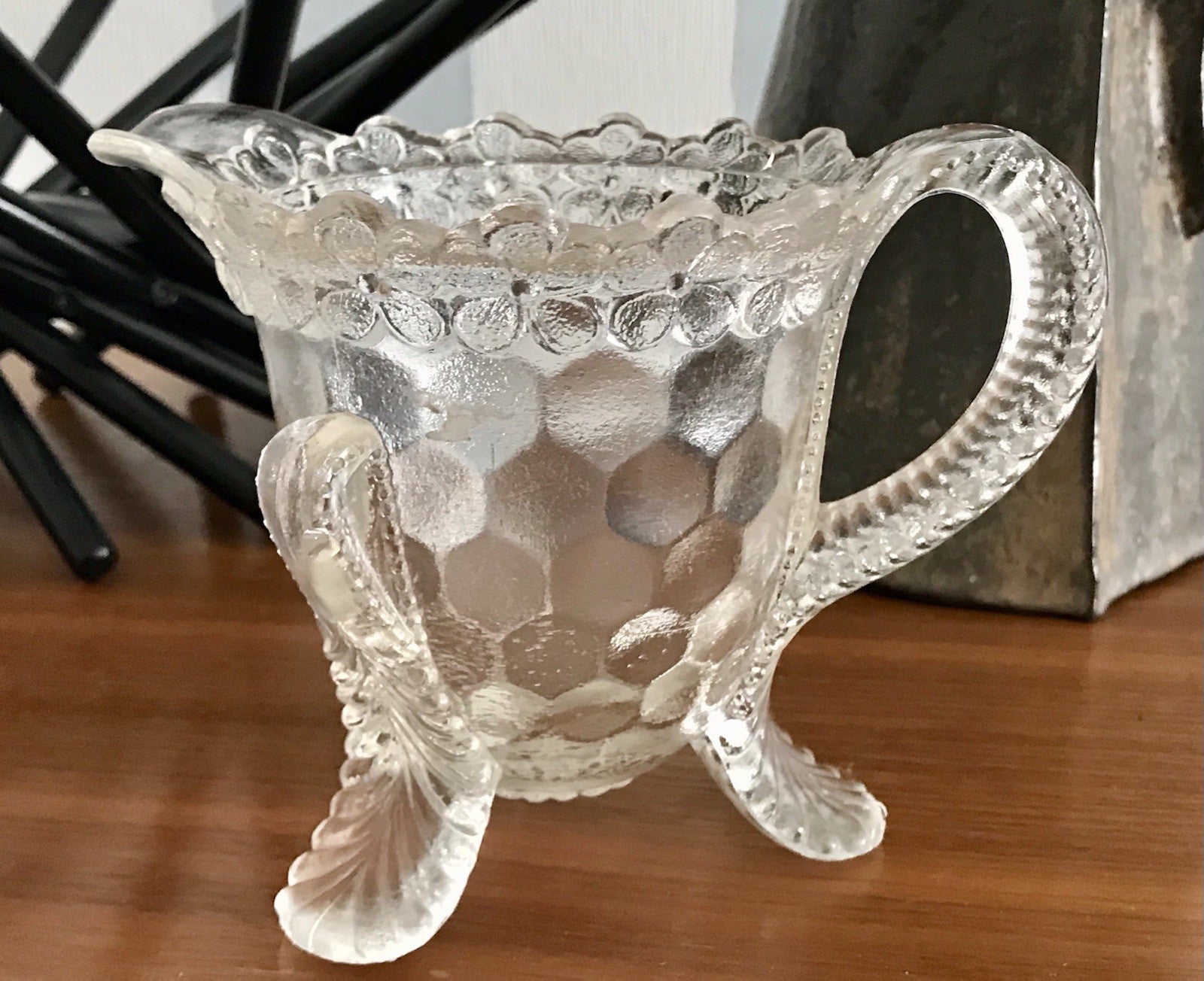 Antik Pressglas Sahnegießer Milchkännchen Kännchen Glas selten ungewöhnlich WOW