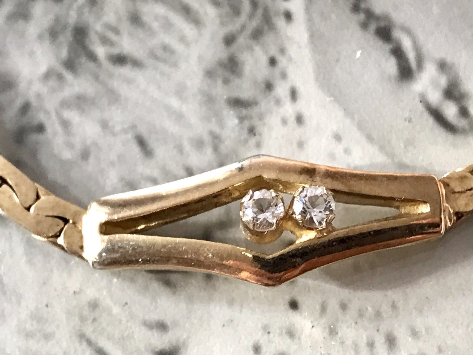 Alt Edel Vintage 835 Silber vergoldet Collier Halskette farblose Steine