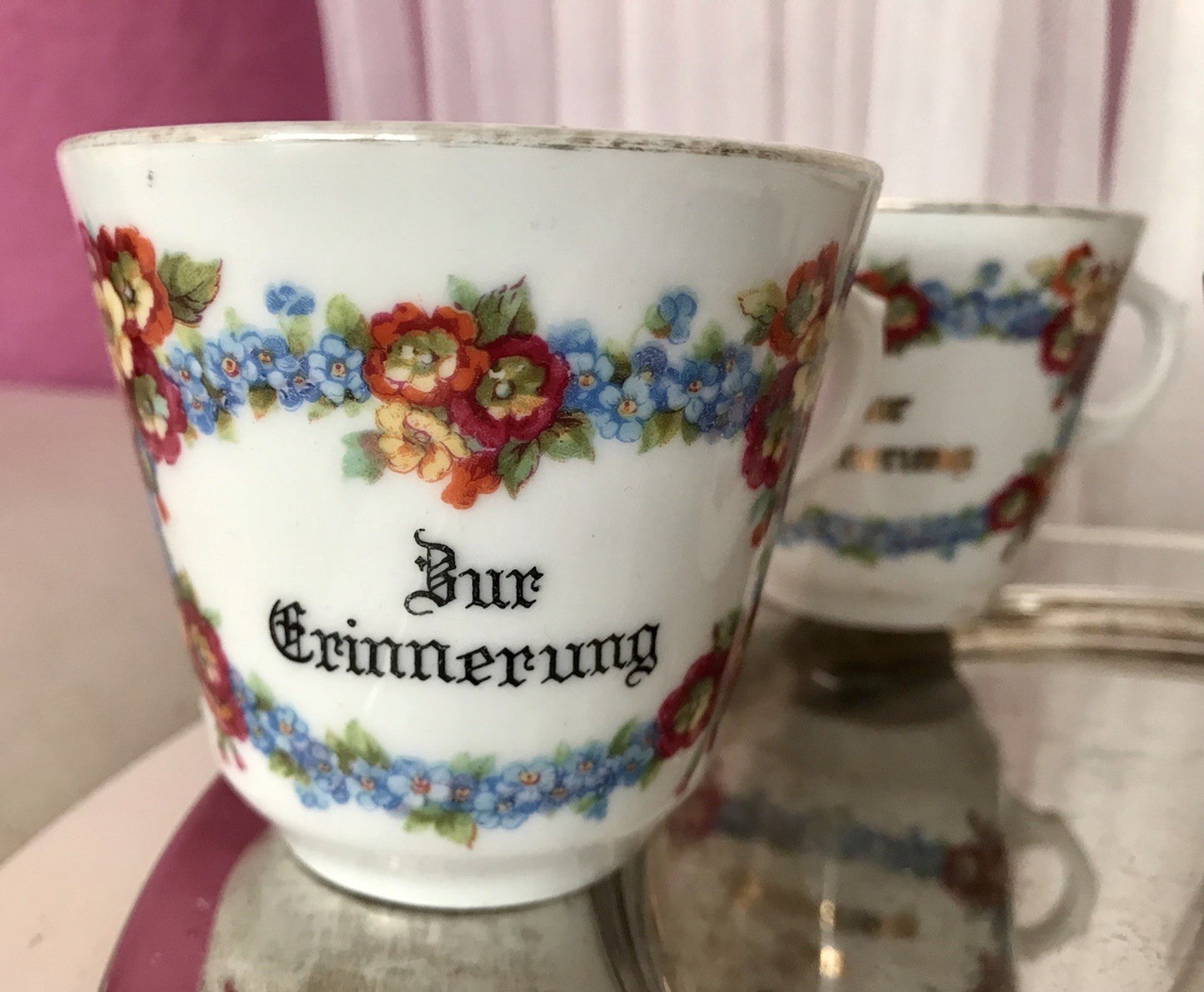 Antik Art Déco Porzellan 5x Kaffeetasse Tasse Reinecke Zur Erinnerung