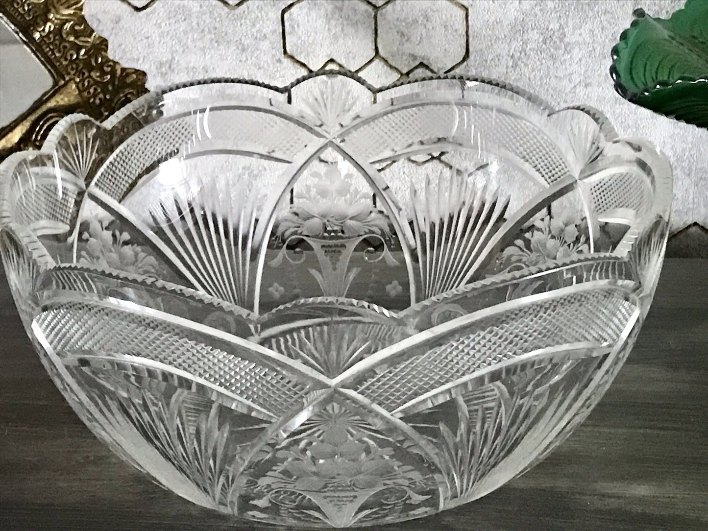 Antik Jugendstil SEHR EDEL Glasschale Schale Kristallglas Glas Schliff geätzt?