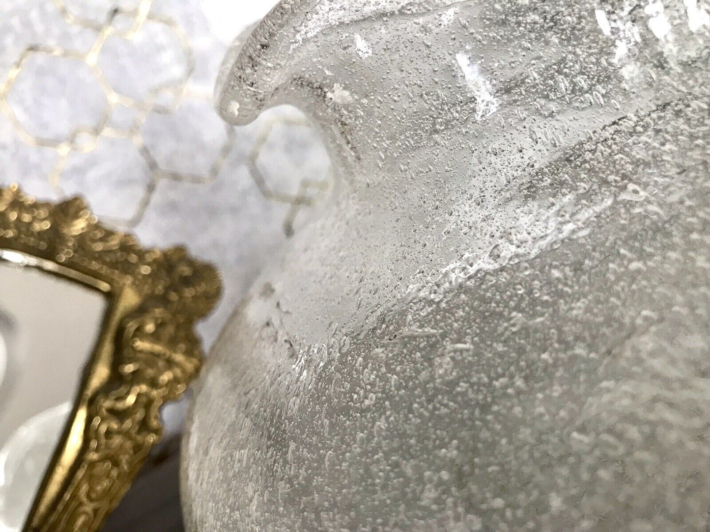 Vintage Glaskunst Kanne Krug Glaskrug Karaffe Glasvase Glas Schaumglas