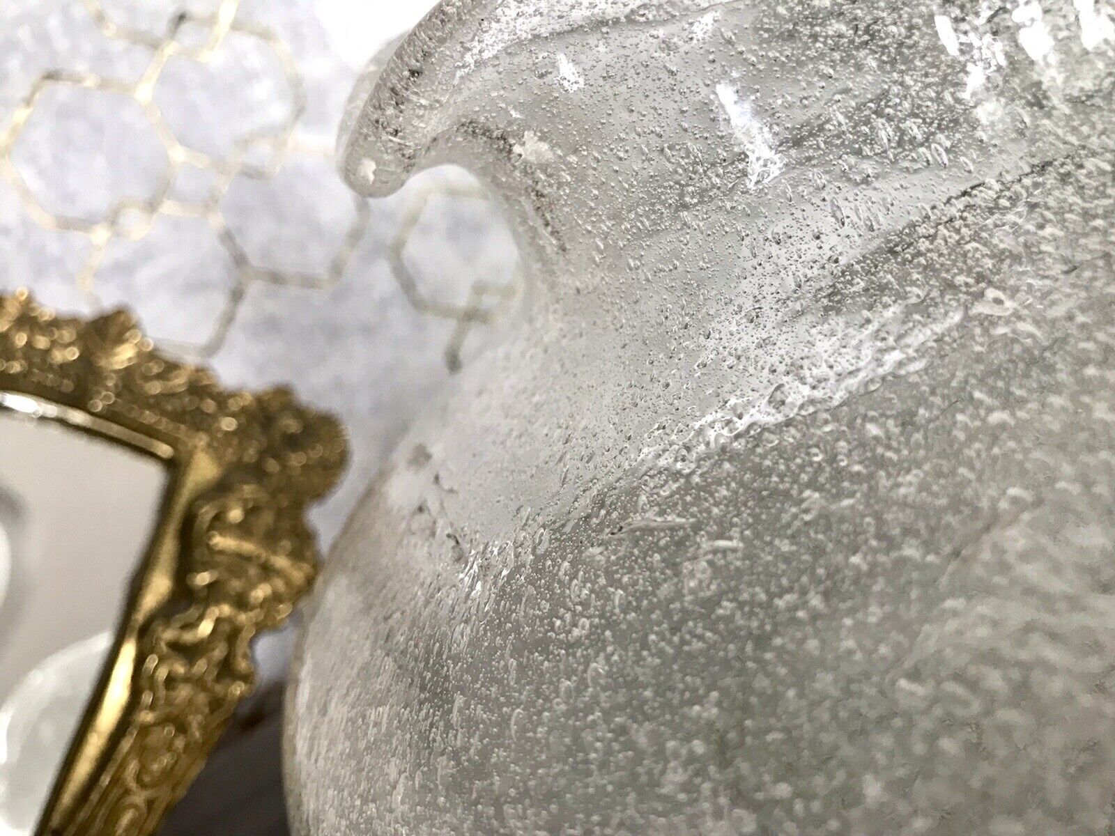Vintage Glaskunst Kanne Krug Glaskrug Karaffe Glasvase Glas Schaumglas