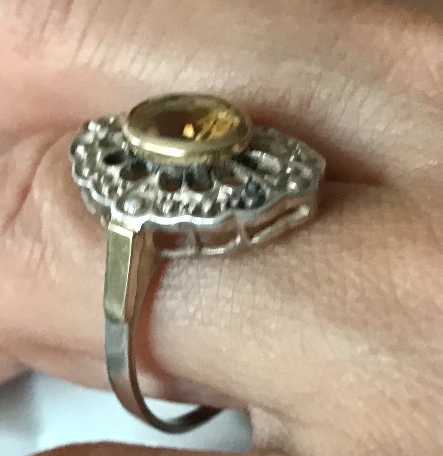 Antik Jugendstil Edel Damen Ring Citrin? Stein Silber 925~ Gr.60/61