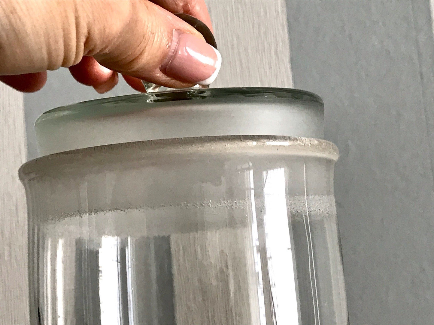 Antik seltene Art Déco Glasdose Deckeldose Dose Gefäß Glas