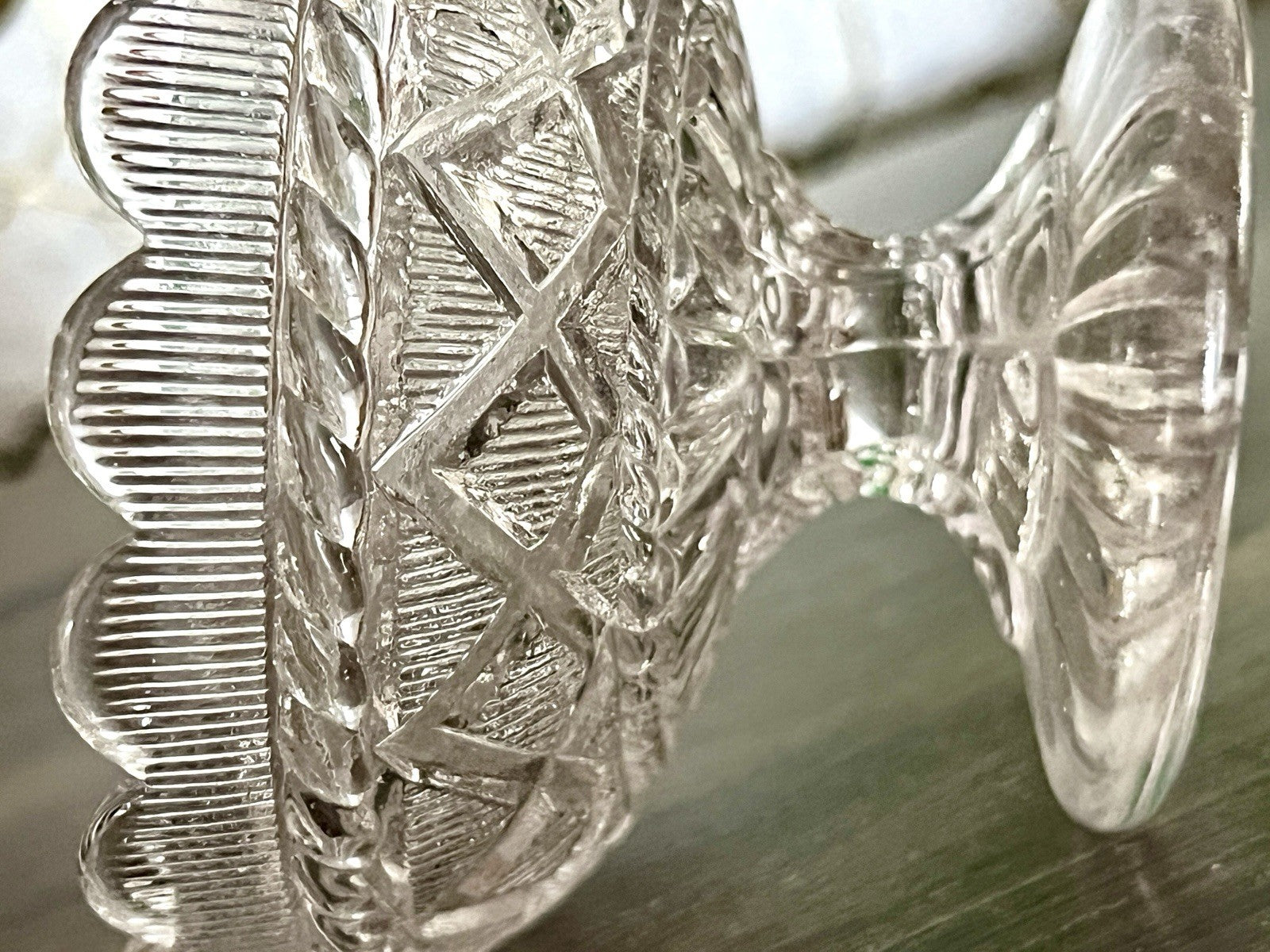 Antik Jugendstil Art Déco Pressglas Glas Fußschale Schale Zuckerschale
