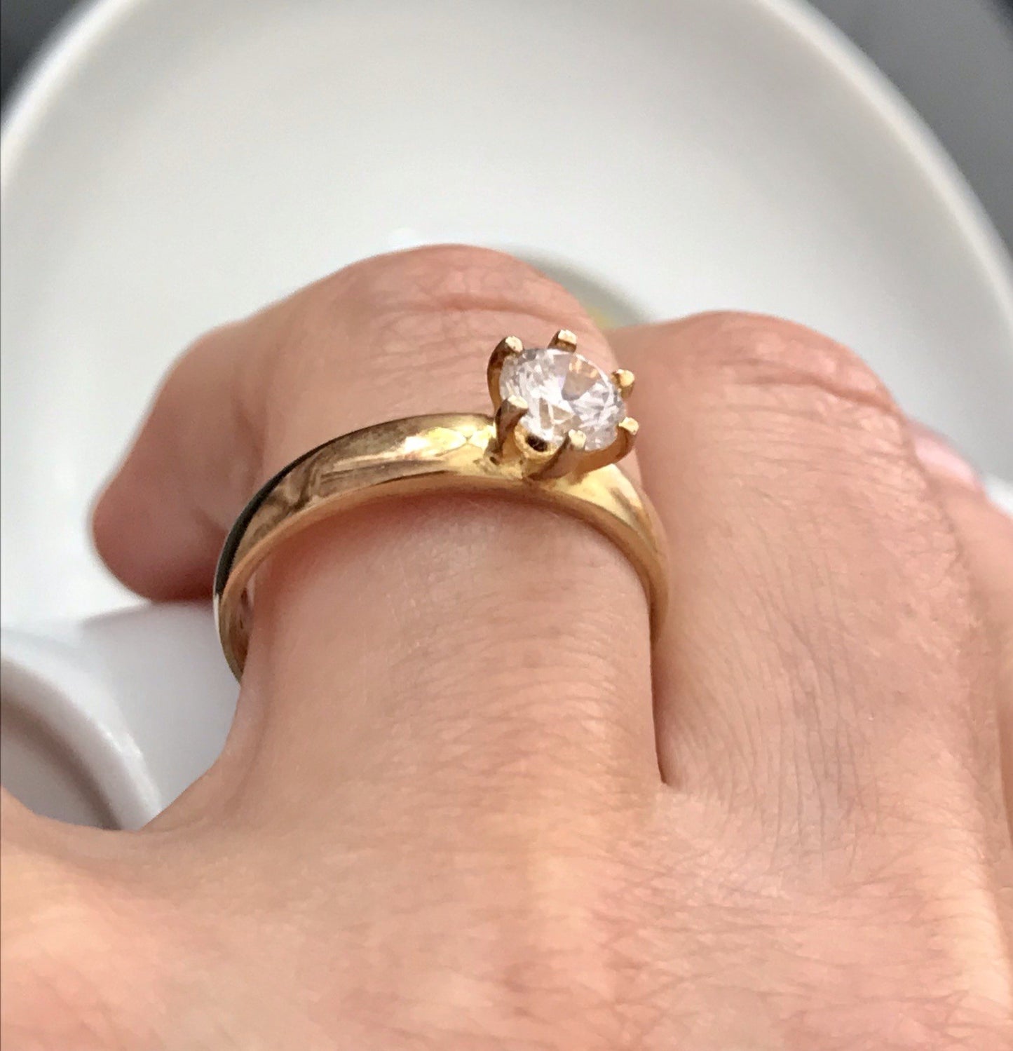 Vintage alt Damen Ring Silber 925 Gr.60 farbloser Stein Solitär 19,1 vergoldet