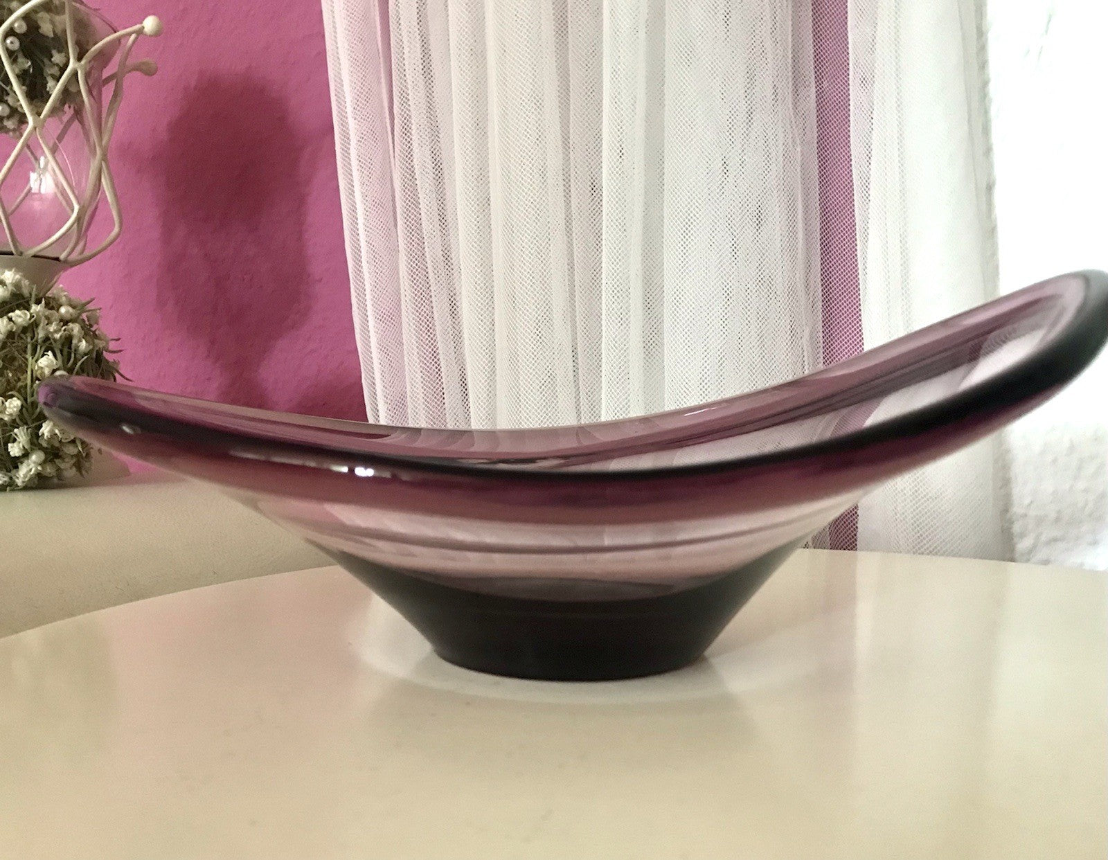 Murano Vintage Design Schale Glas beere aubergine Überfangglas