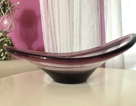 Murano Vintage Design Schale Glas beere aubergine Überfangglas