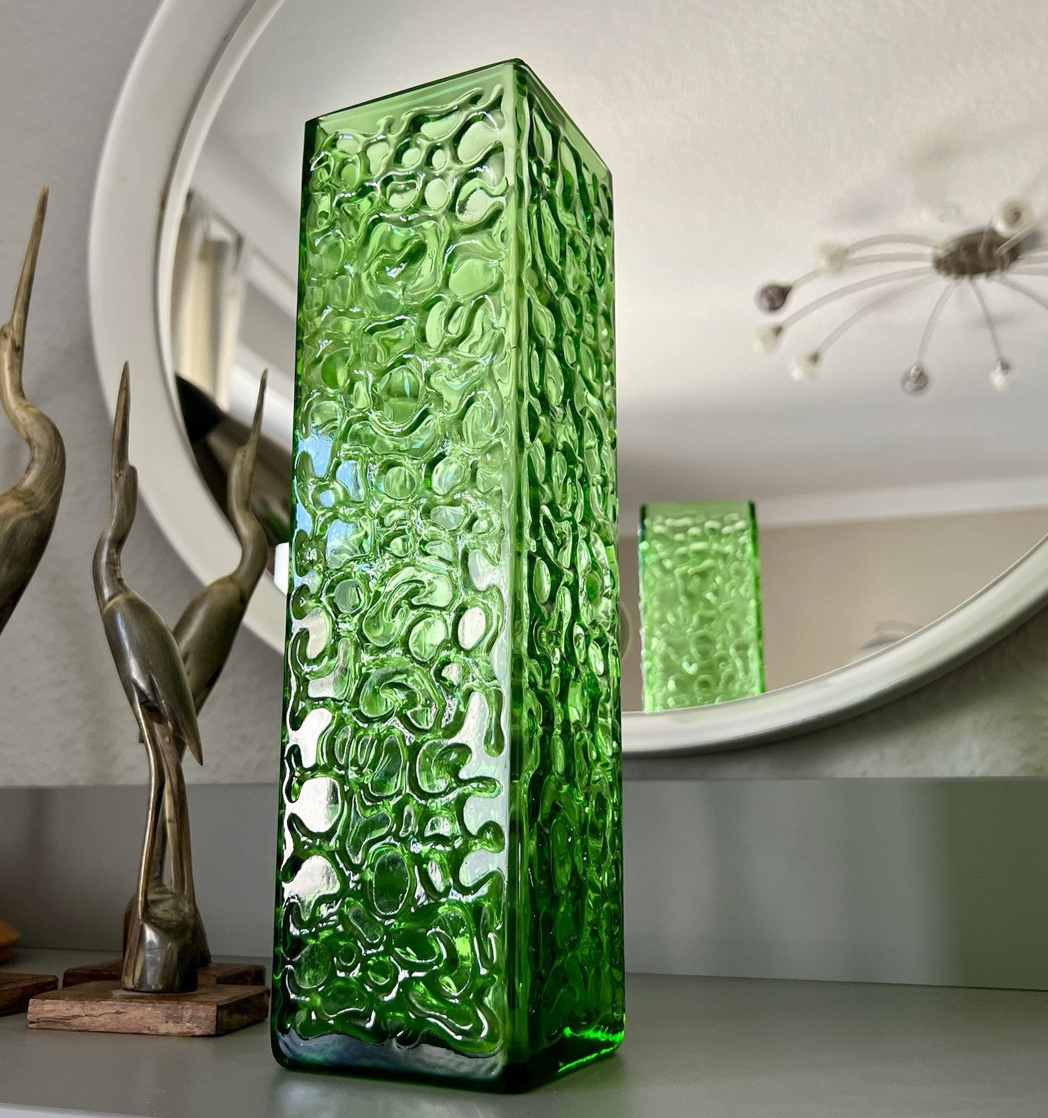 Vintage 60er 70er Design Glasvase Glas GRÜN Vase Bubble Pop Bengt Orup