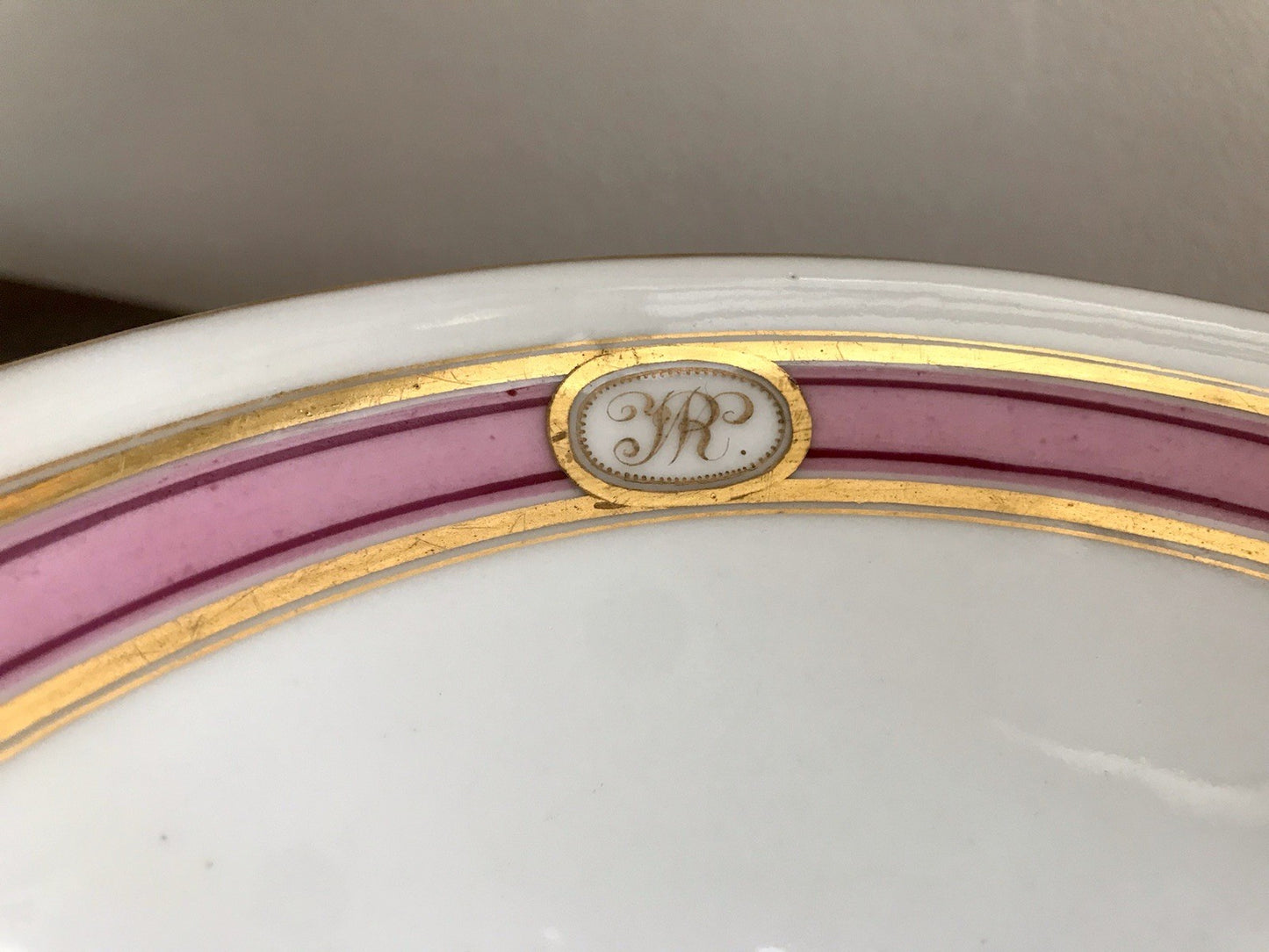Antik Biedermeier Porzellan Fußschale Schale auf Fuß  ~1845 Ligatur Monogramm JR
