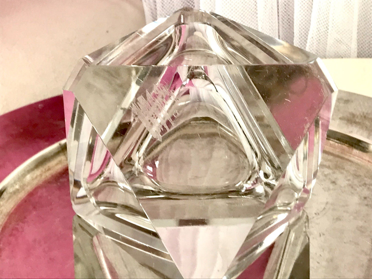 Art Déco Aschenbecher Designer  Ascher farblos Kristallglas EDEL Franz Burkert?