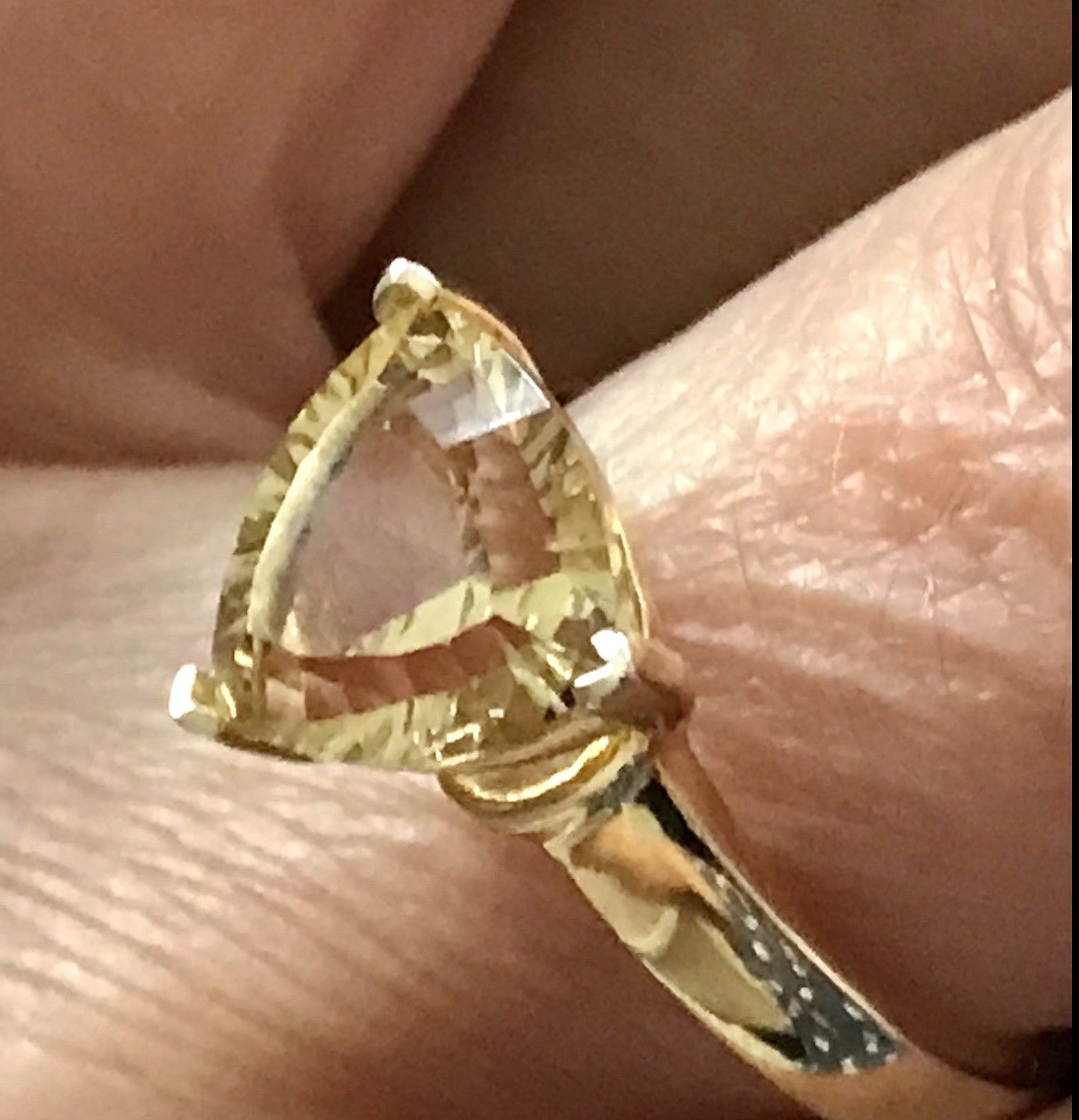 Vintage Ring Citrin? gelber Stein 925 Silber vergoldet Gr.57 18,1