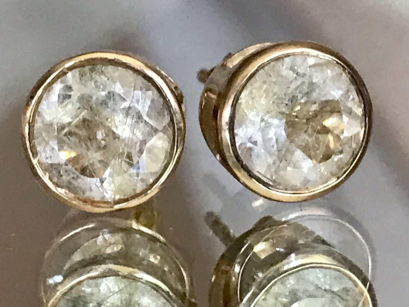 Ohrringe Ohrstecker DAMEN Silber vergoldet gold Bergkristall? Einschlüsse