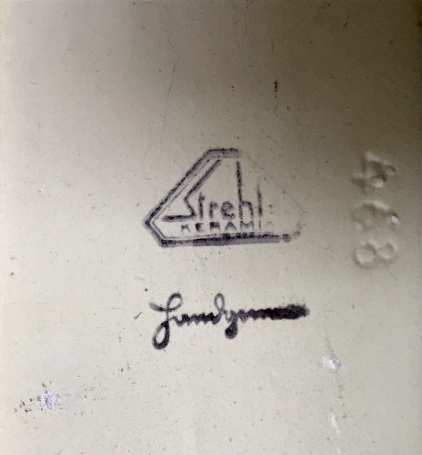 Antik Art Déco Strehla Keramik Dose Deckeldose Konfektdose Handarbeit