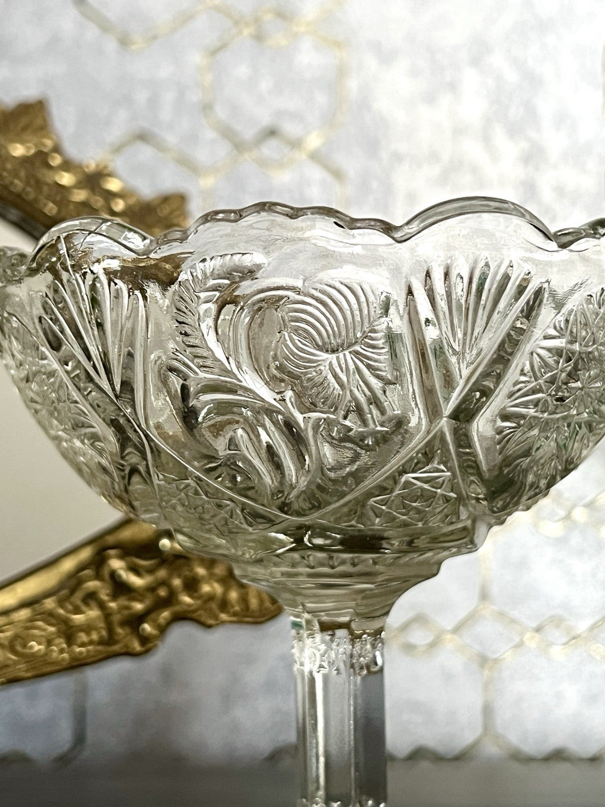Antik Jugendstil Pressglas Glas Fußschale Schale Zuckerschale