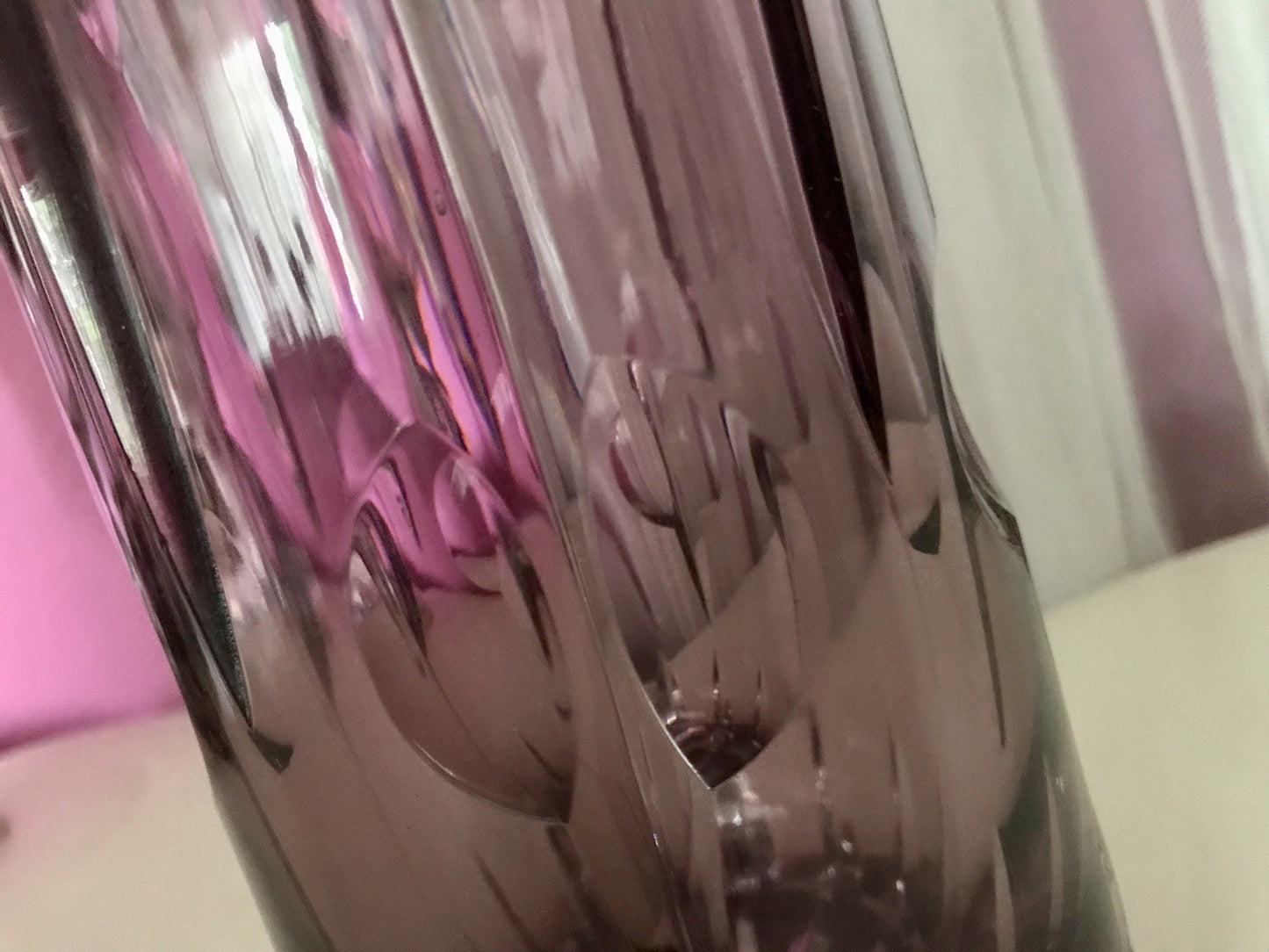 Vintage Edel Vase Glasvase Kristallglas lila groß Schliff Designer Karel Wünsch