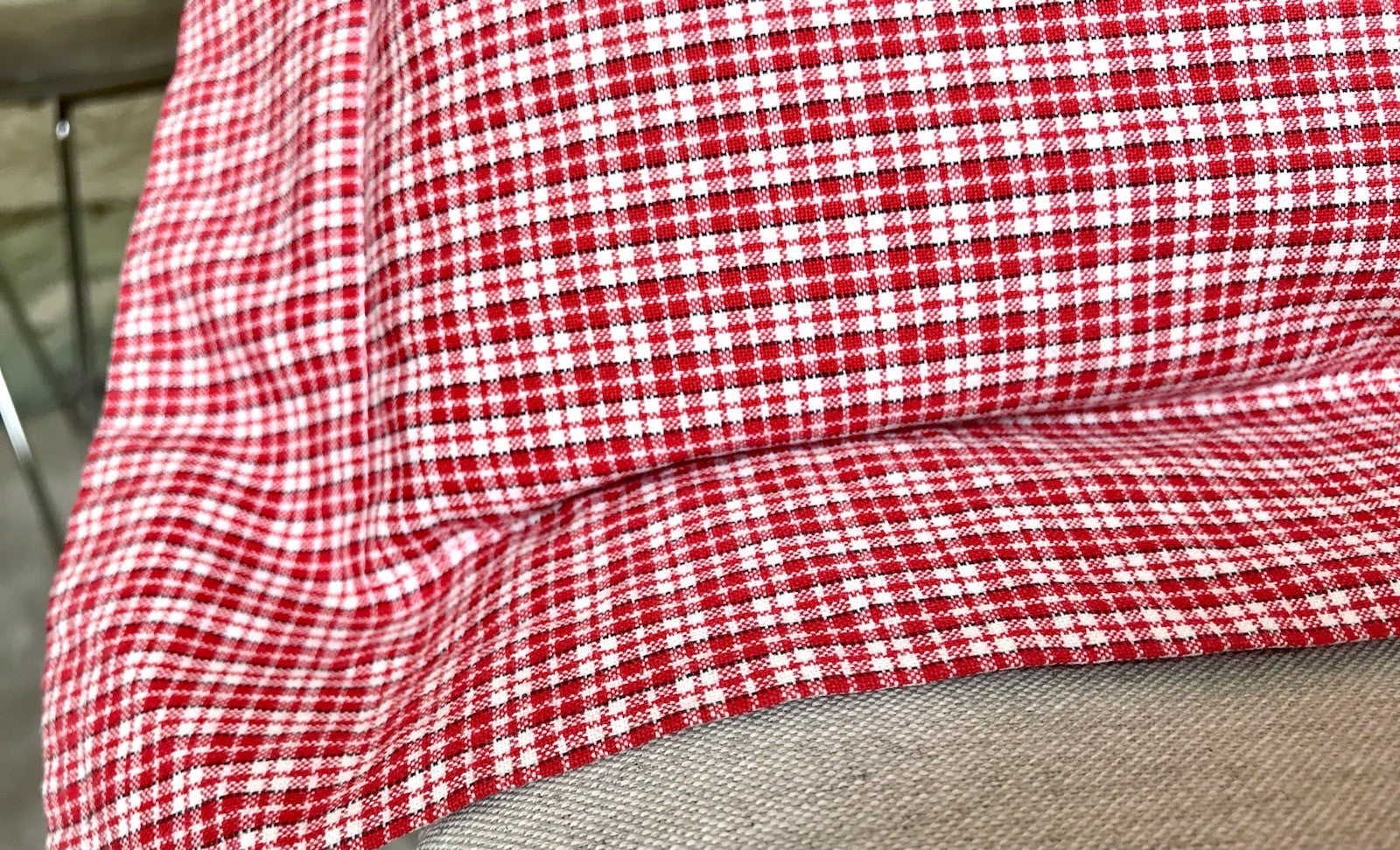 Antik? Vintage Alt Kopfkissen Bezug Baumwolle Monogramm N Stehsaum rot kariert