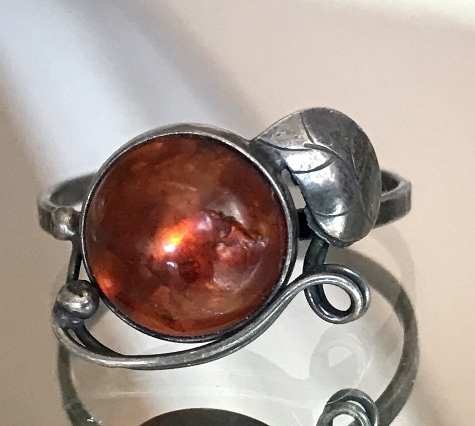 Alt Antik Edel Bernstein DAMEN RING Silber Super Design! Gr.59 18,8 mm Wow
