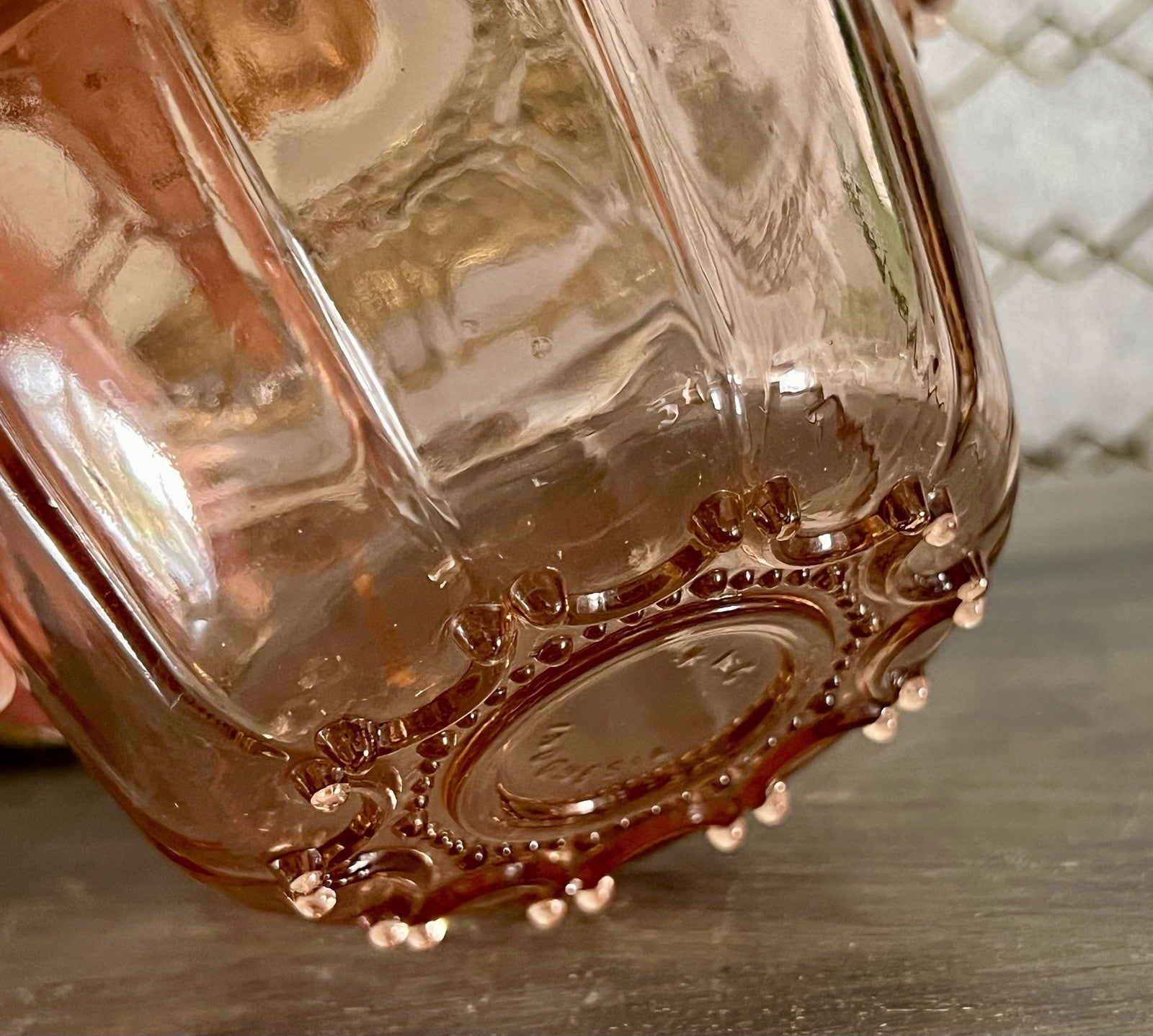 Art Déco Stil Dose Deckeldose Rosalin Rosa Pressglas