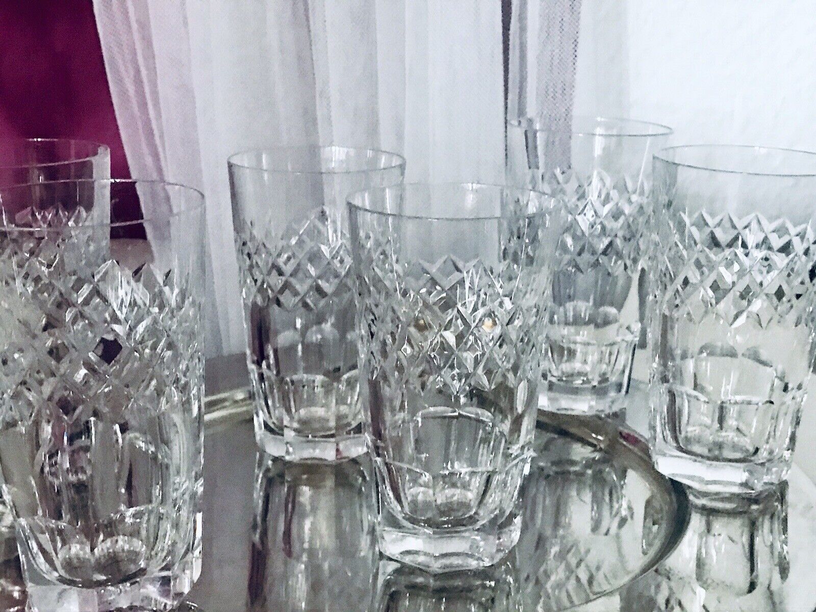 Vintage SEHR EDEL 6x Wassergläser Gläser  Becher Kristallglas schön kantiger Fuß