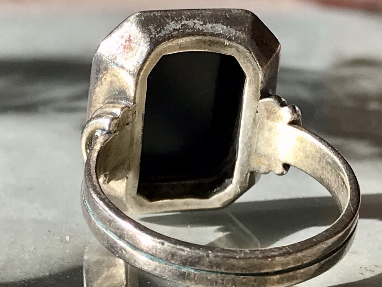 Antik Art Déco Edel Onyx Siegel RING Silber 835 Gr.60