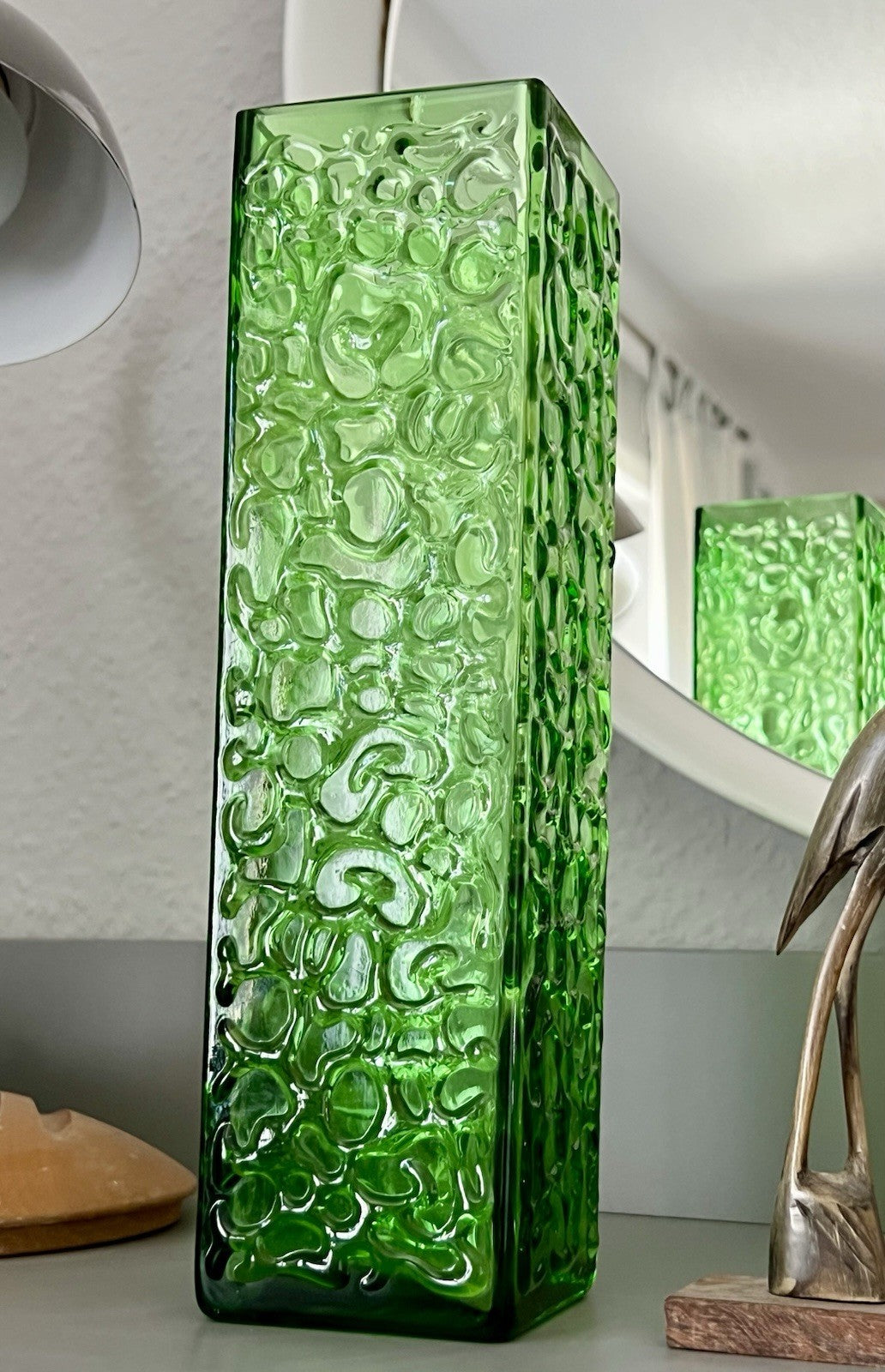Vintage 60er 70er Design Glasvase Glas GRÜN Vase Bubble Pop Bengt Orup