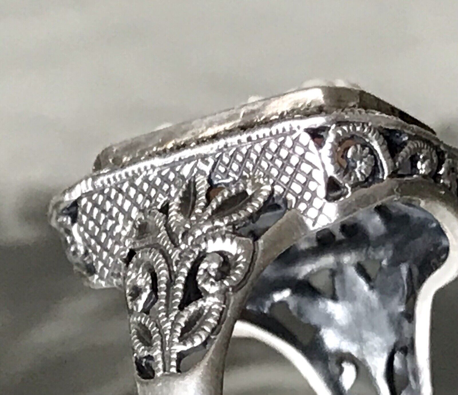 Antik Art Déco Jugendstil Edel DAMEN RING Silber Muschelgemme Cameè Gr. 62