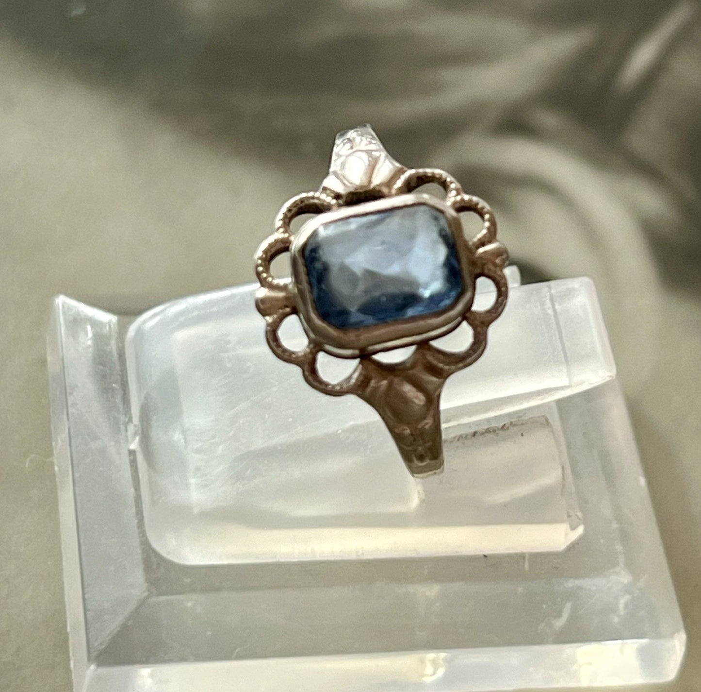 Antik Jugendstil blauer Stein DAMEN RING 835 Silber SUPER Gr.51