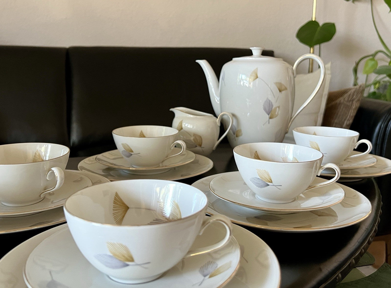 Edel Vintage Seltmann Weiden Porzellan Kaffeeservice 6 Pers. Elfenbein MCM