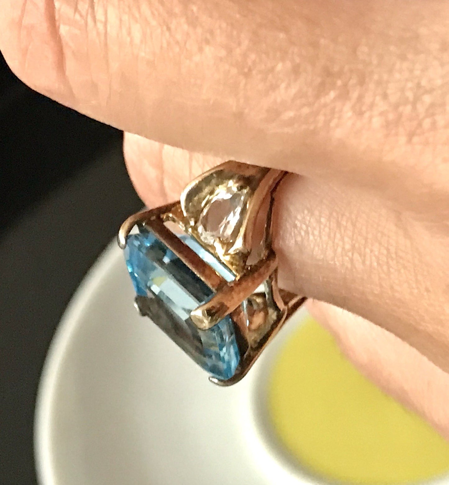 Vintage alt Damen Ring blauer Stein Silber vergoldet 925 Gr.56 17,8 wunderschön!