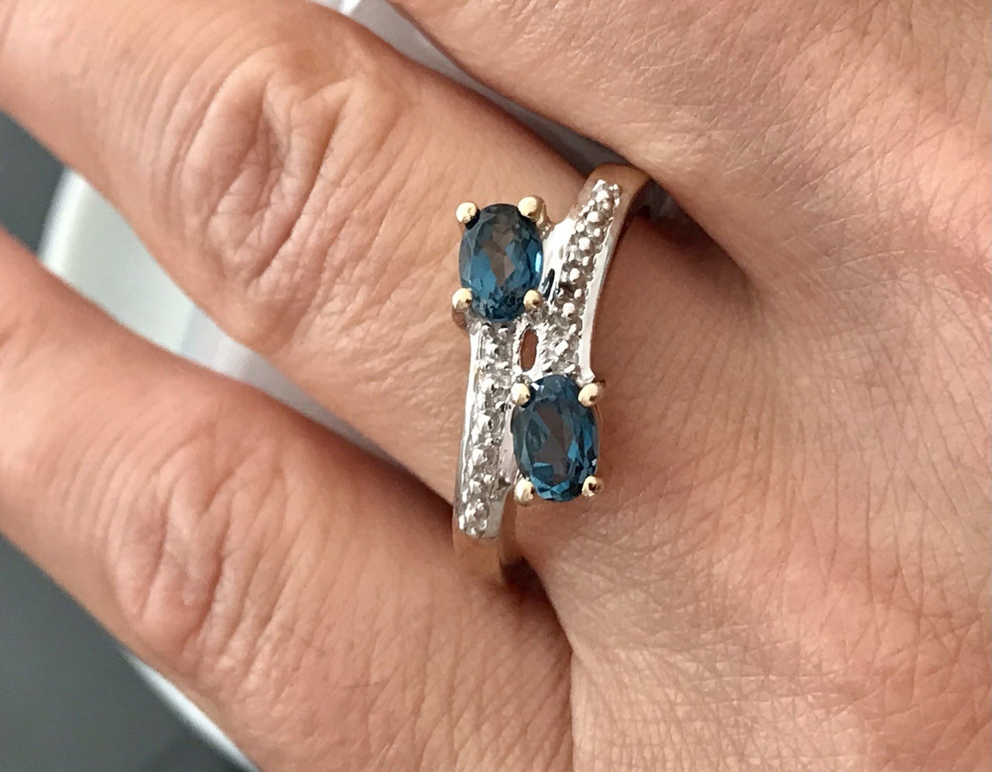 Vintage Ring blaue Steine Saphire?  Silber 925 vergoldet ~Gr.60