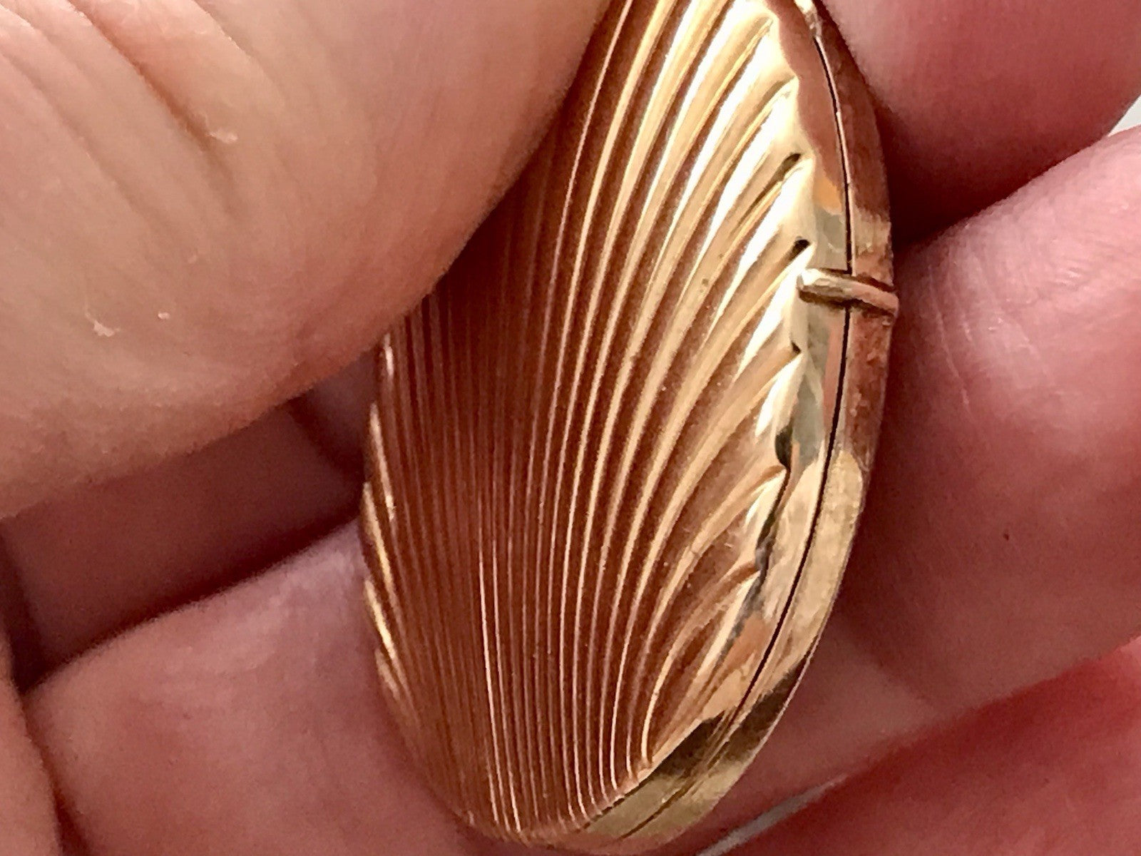 Vintage Kettenanhänger Anhänger Foto Medaillon Muschel Amerikan Double vergoldet