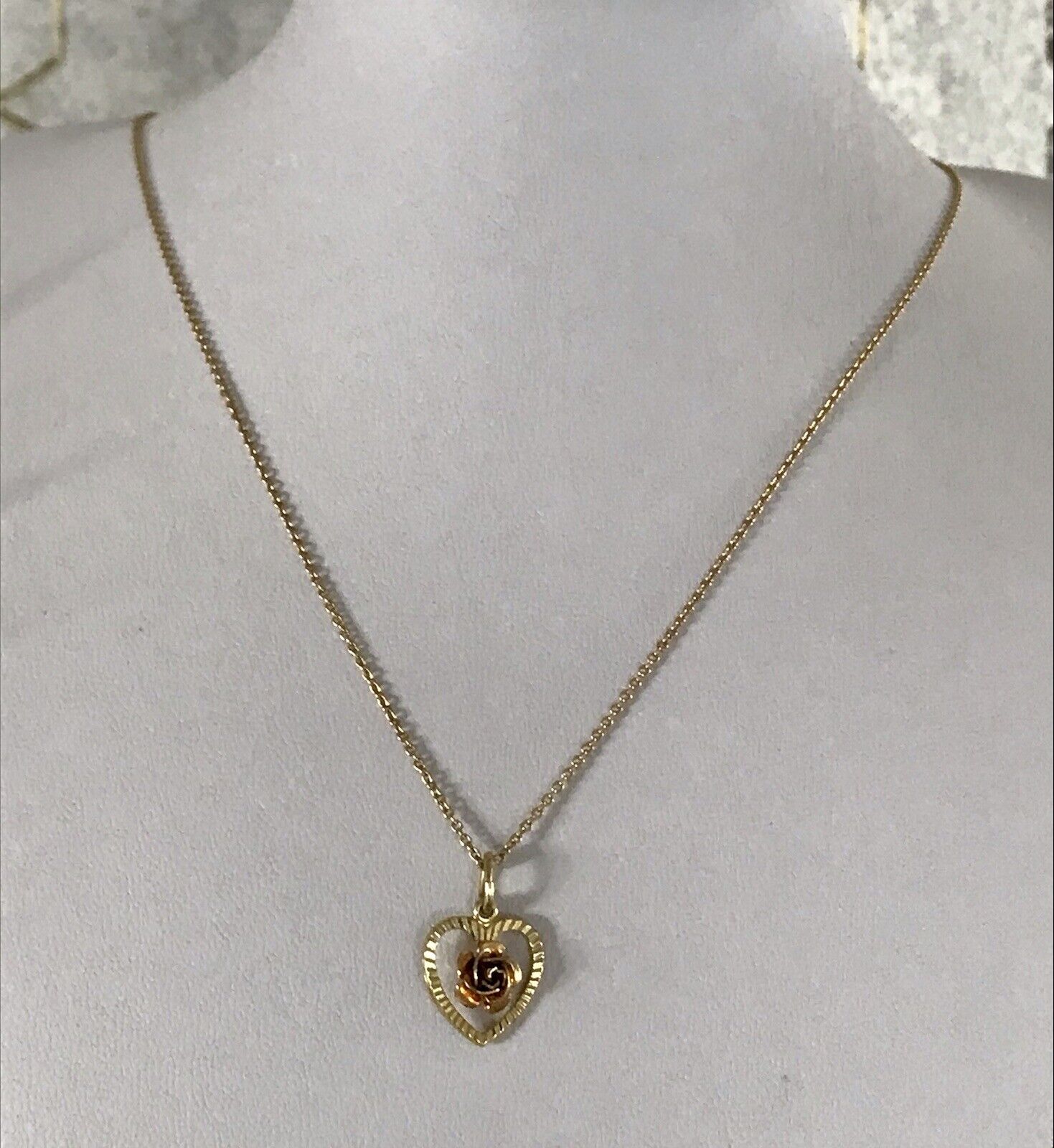 vergoldete 925 Silber Halskette mit vergoldetem Herz Rose Anhänger gold Farbe