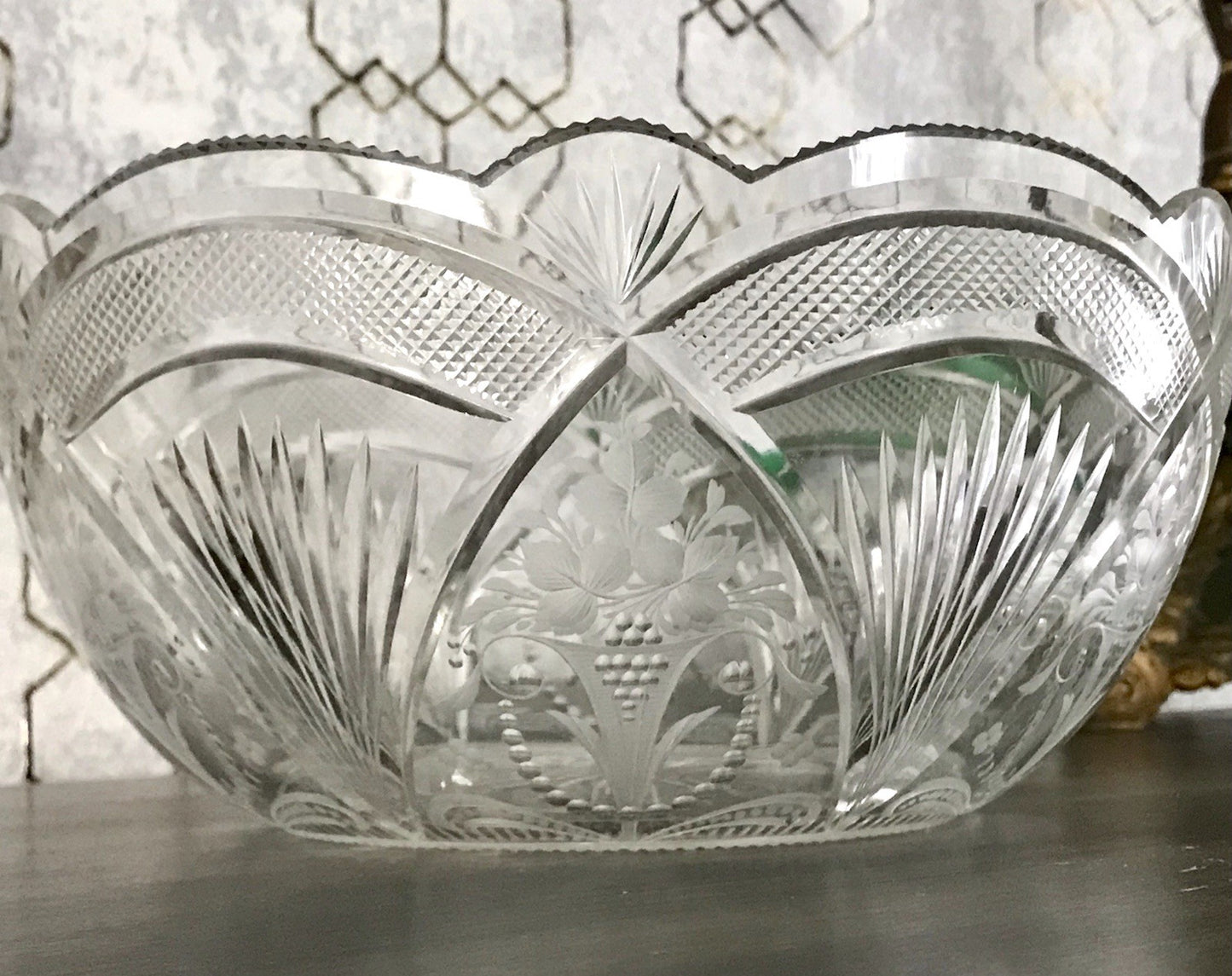 Antik Jugendstil SEHR EDEL Glasschale Schale Kristallglas Glas Schliff geätzt?