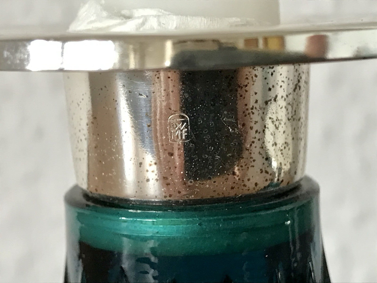 Vintage alt WMF 2 Leuchter Glas türkis versilbert Wagenfeld Ära