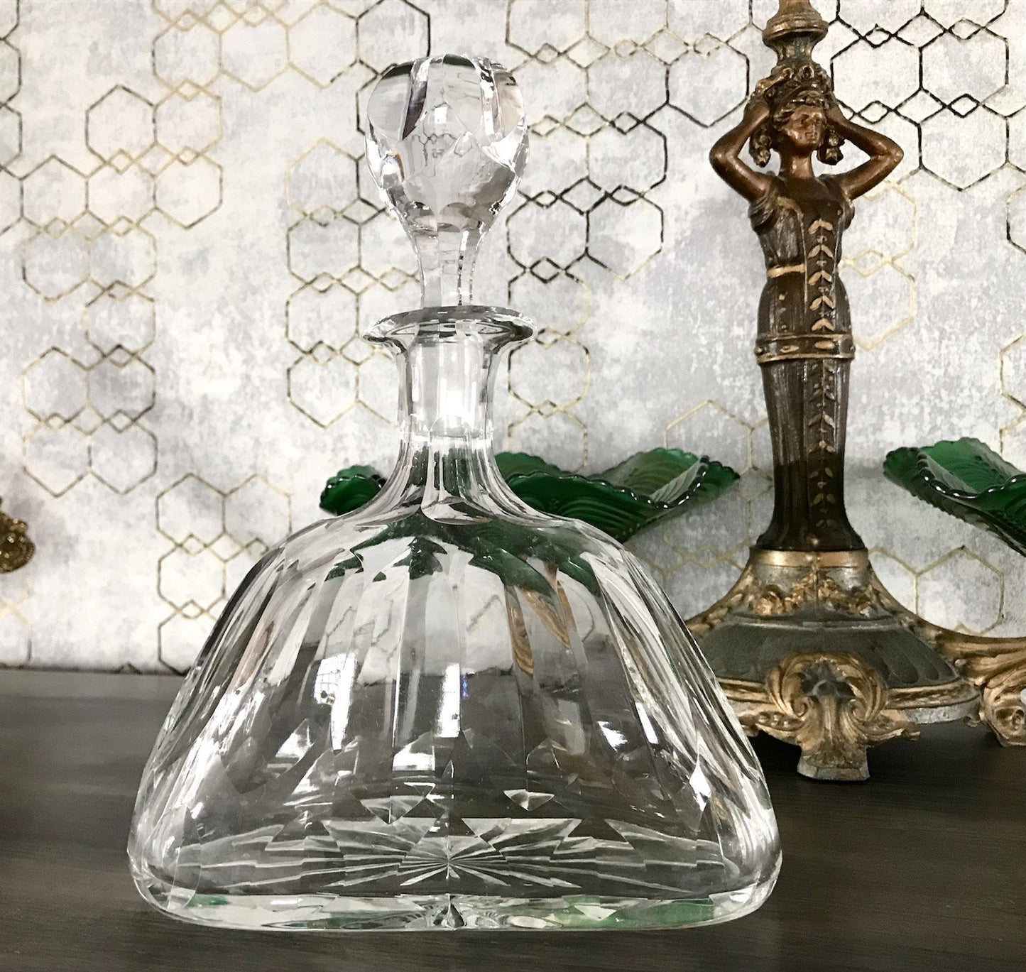 Antik ? Art Déco Kristallglas Bleikristall Design Karaffe EDEL ovoid