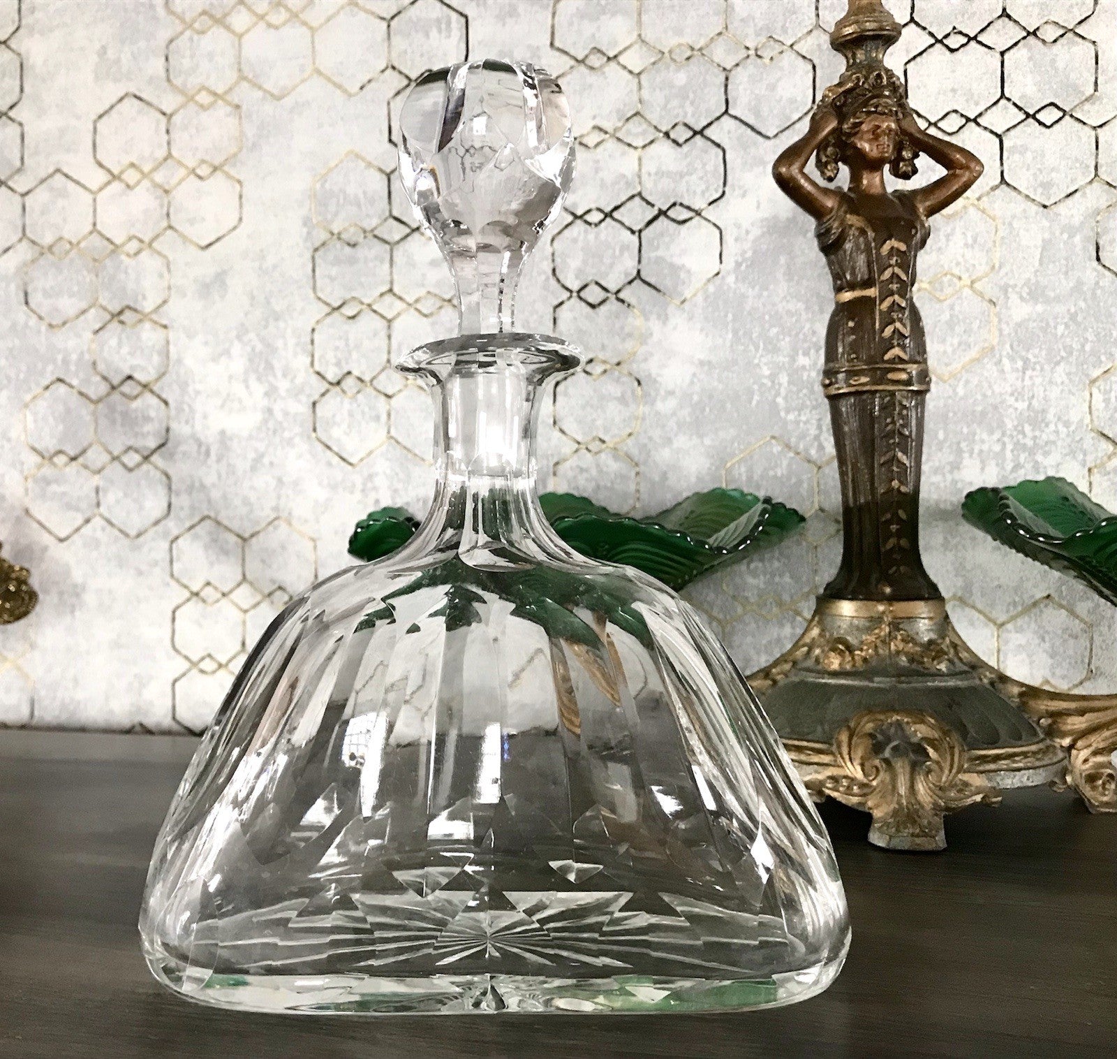 Antik ? Art Déco Kristallglas Bleikristall Design Karaffe EDEL ovoid