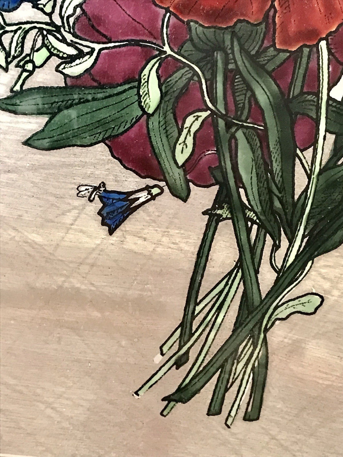 Antik? alt Bleiverglasung Fensterbild Blumenbouquett Glasmalerei