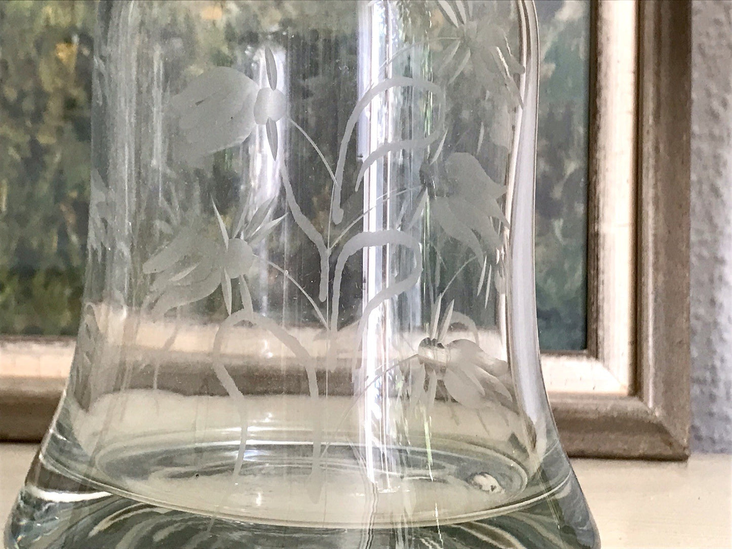 Vintage groß Glaskaraffe Karaffe Zier- Schliff Glas Bleikristall? Kristallglas