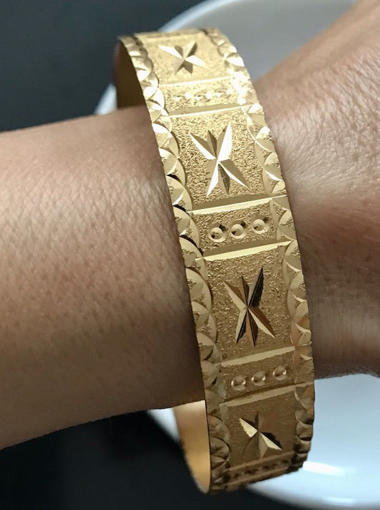 Vintage Art Déco Optik Armband Armreif Armspange vergoldet gold edel