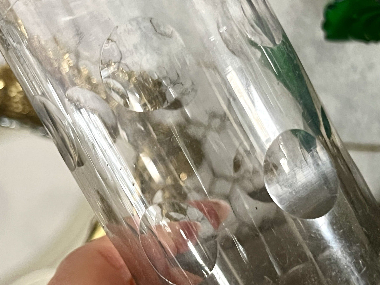 Antik ~1870 2 hohe Becher Gläser Glas Schälschliff  Oliven Eichstrich Dubben?