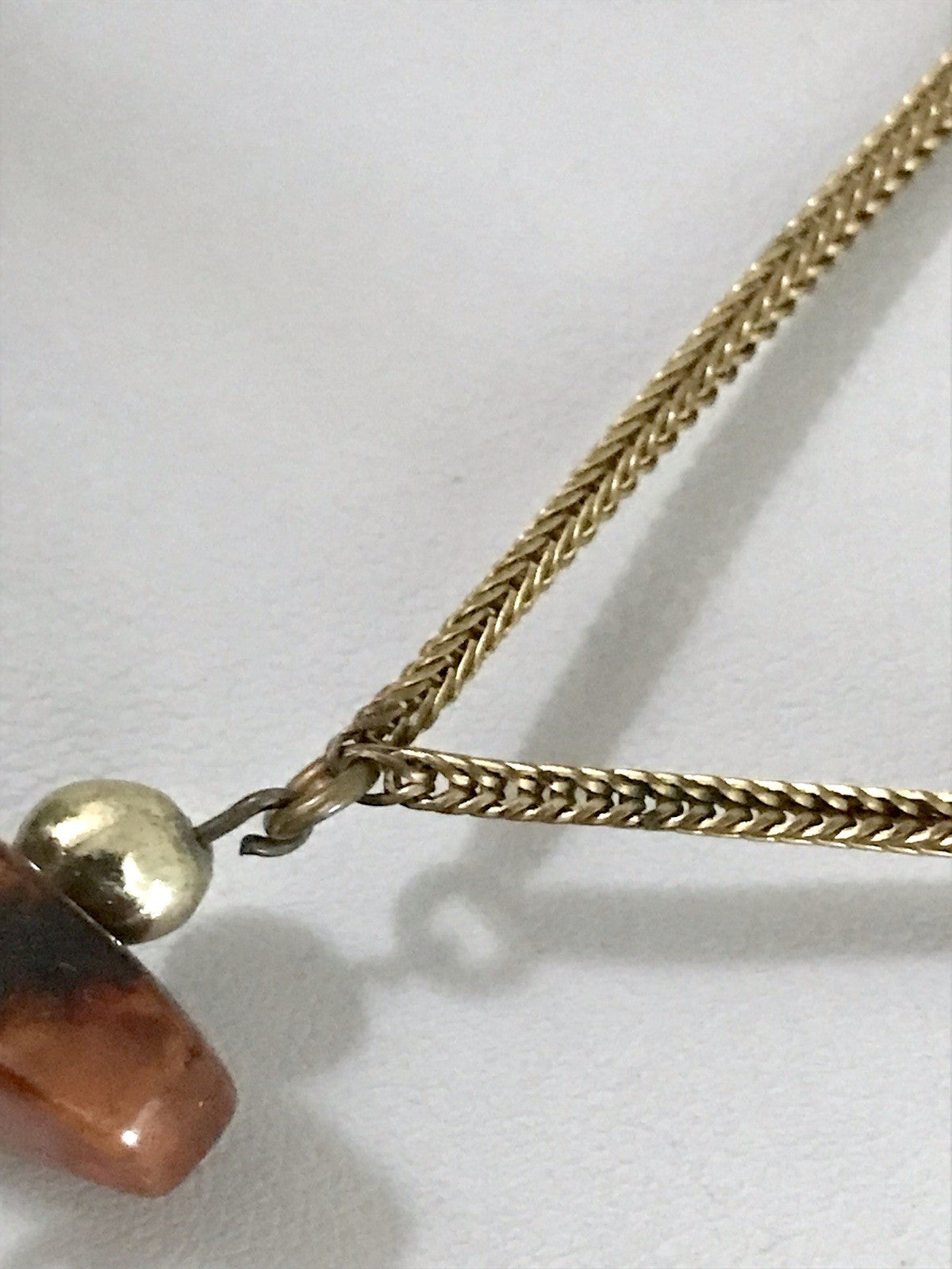 Vintage 60er Halskette Amerik. Doublè gold Steine Bernstein? Achate? SCHÖN