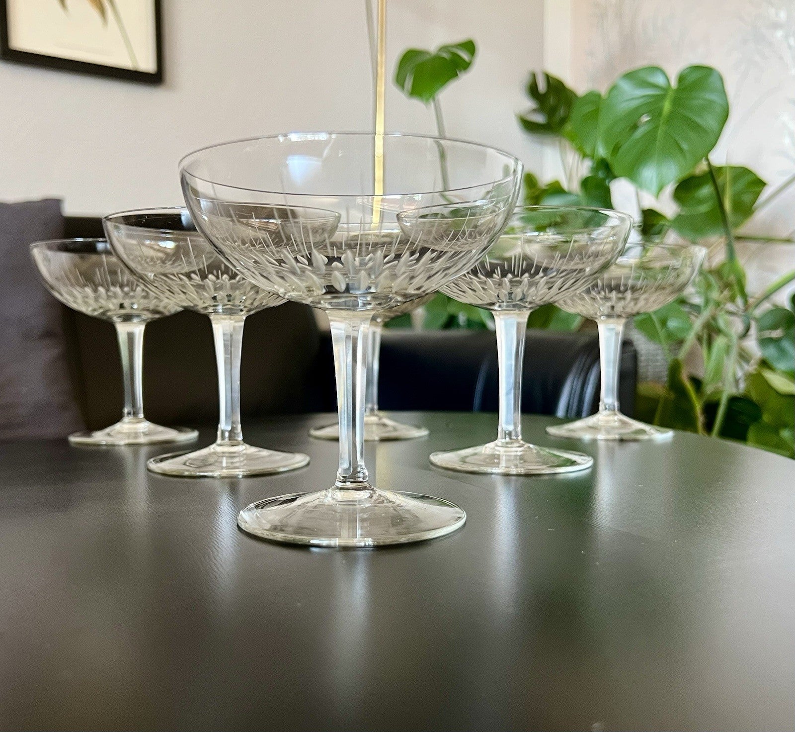 Vintage 60er  4 Champagnerschalen Sektschalen Kristallglas