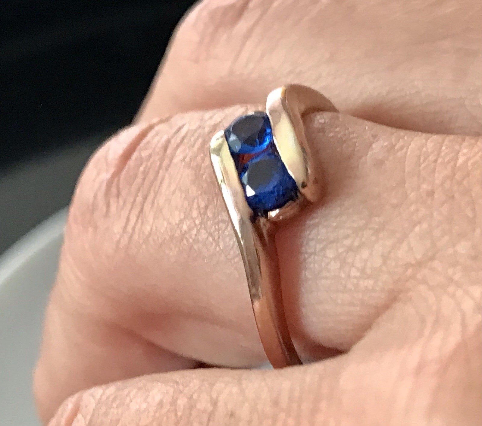 Vintage Ring blaue Steine Saphire?  Silber 925 vergoldet ~Gr.64