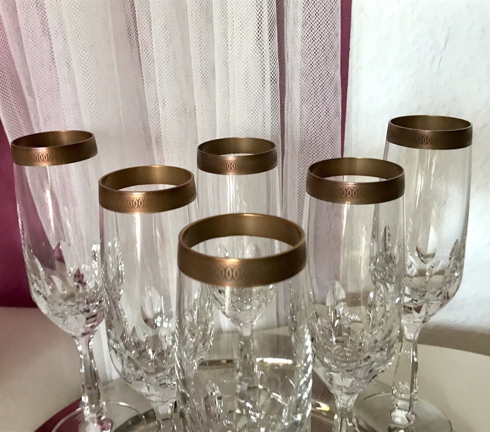 Vintage 6 EDEL Sektflöten Sektgläser Glas Kristallglas So Schön Mintonborte