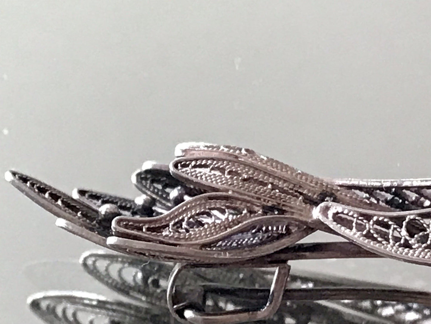 Antik filigran Blüte Blume 2in1 Anhänger Kettenanhänger Brosche Silber